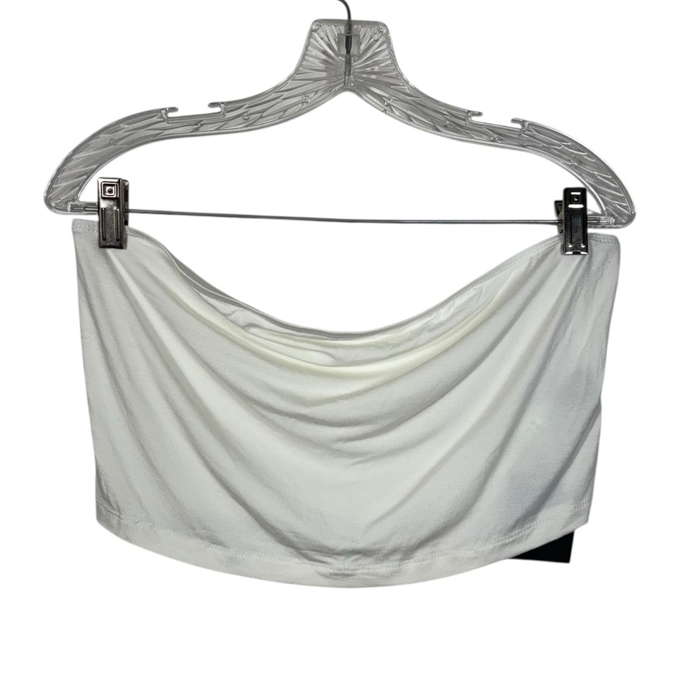 Shein Basics White Stretchy Knit Bandeau Bra Crop Tank Top Plus Size 1XL 1X Mini